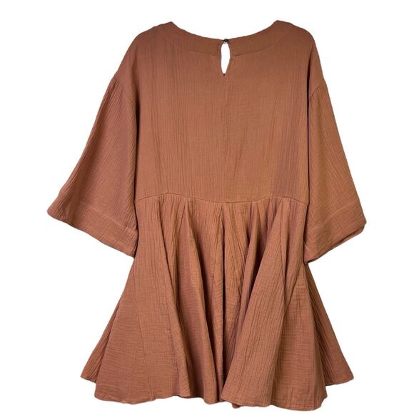 Anthropologie Entro Babydoll Mini Dress BOHO Keyhole Medium NEW Short Sleeves - Picture 4 of 9